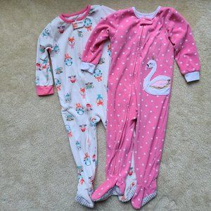 Bundle of Carter's Fleece Footed PJs Toddler Girl Size 24M